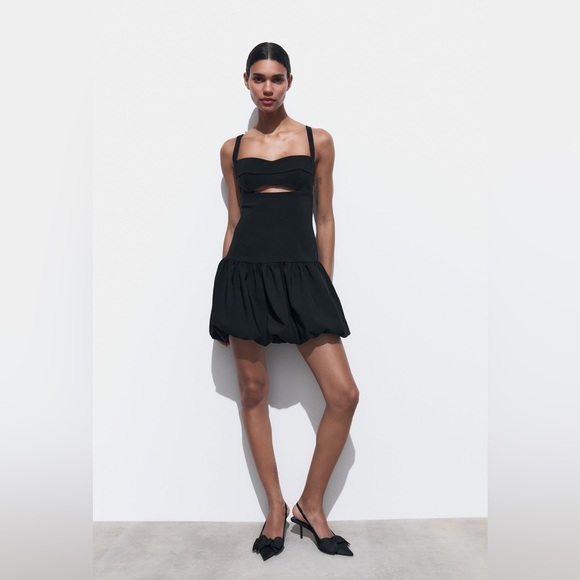 Zara dress little black balloon cut out fitted bodycon evening cocktail party - Picture 9 of 16